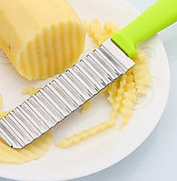 Нож для нарезки картофеля на фри и овощей, с рукояткой, ( серрейторное лезвие )