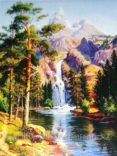 Картины по номерам, "Сосны у водопада 30х40"