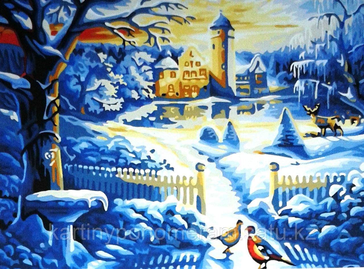 Картины по номерам, "Красавица зима 30х40"