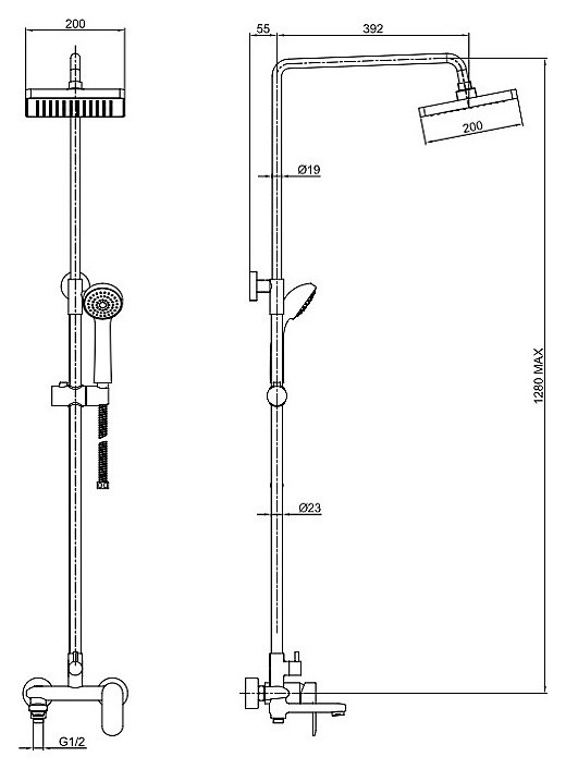 Душевая колонна Bravat Opal F6125183CP-A-RUS со смесителем для ванны поворотный излив - фото 3 - id-p45202218
