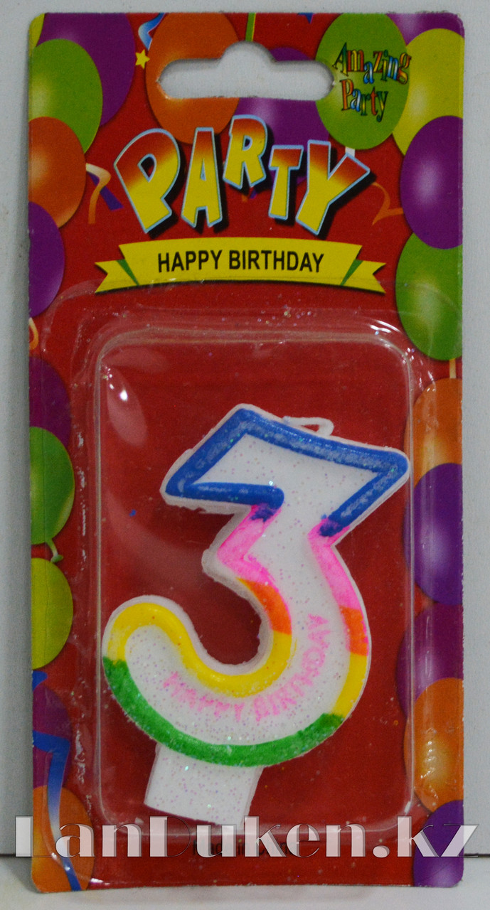 Свеча цифра "3" для торта 