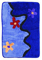 Коврик для ванной Аквалиния 40*60 (411) синий/цветы зигзаг