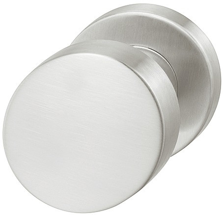 Ручка-кнопка межкомнатная для туалетной двери, сталь мат., 54 мм. диаметром