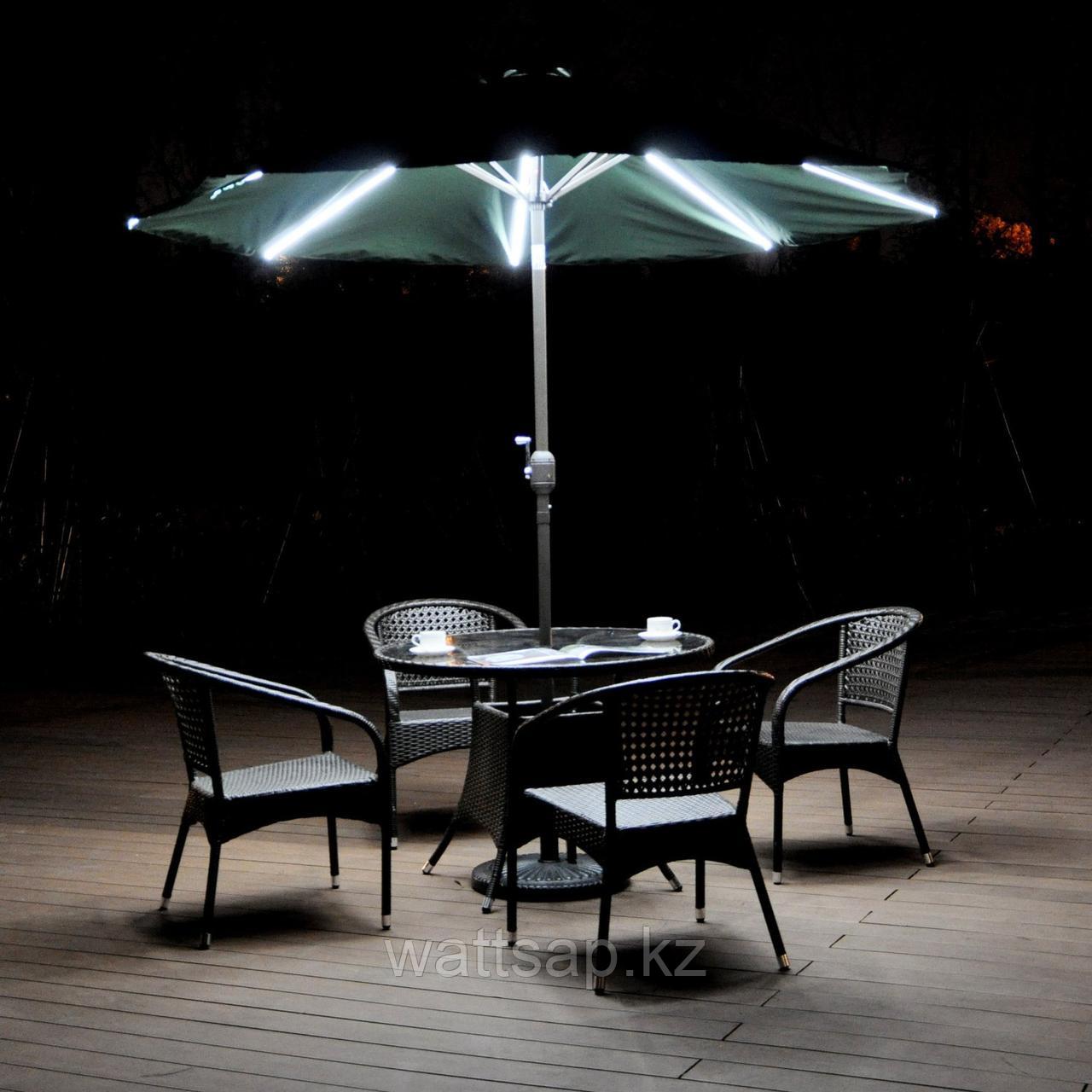 Садовый зонт угловой с LED подсветкой и лебедкой - фото 2 - id-p45294199