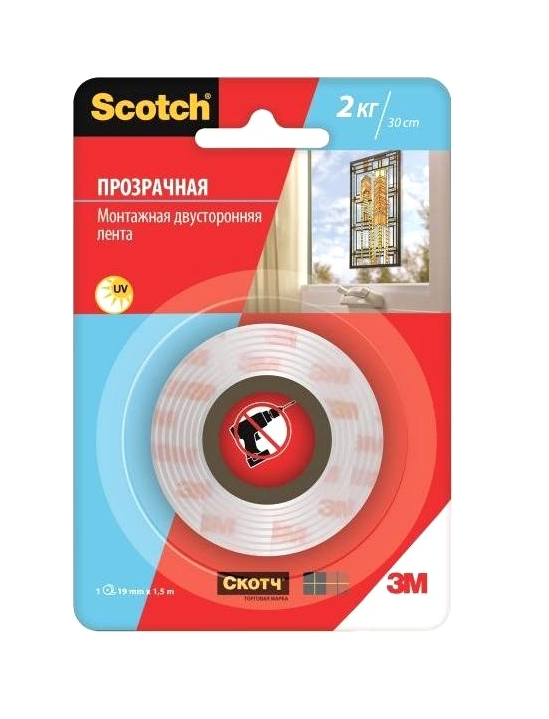 Прозрачный двухсторонний скотч 3М™ 40041915 CIS 19ммХ1,5м
