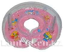 Детский круг с погремушкой для купания на шею (розовый)