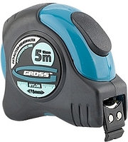 Рулетка Schlagfest 5 м x 19 мм магн. обрез зацеп двухст. шкала нейлон покр. автоматич Gross 31112 (002)