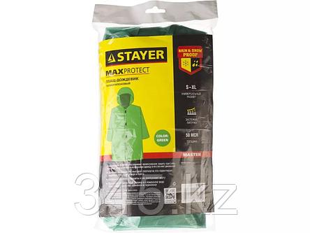 Плащ-дождевик STAYER 11610, полиэтиленовый, зеленый цвет, универсальный размер S-XL, фото 2