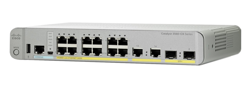 Коммутатор Cisco Catalyst 3560-CX 12 Port PoE, 10G Uplinks IP Base - фото 1 - id-p44717681