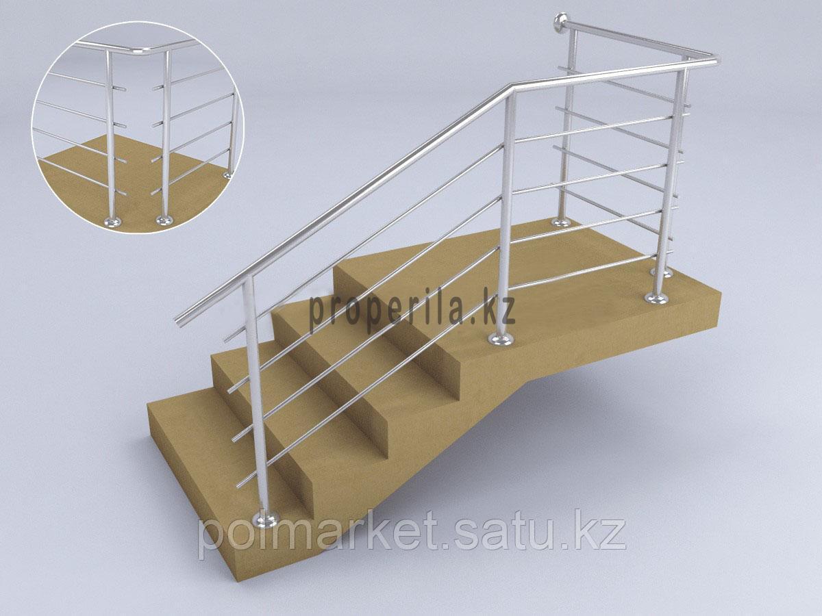 Перила для лестниц из нержавеющей стали (4 ригеля) - фото 2 - id-p45358848