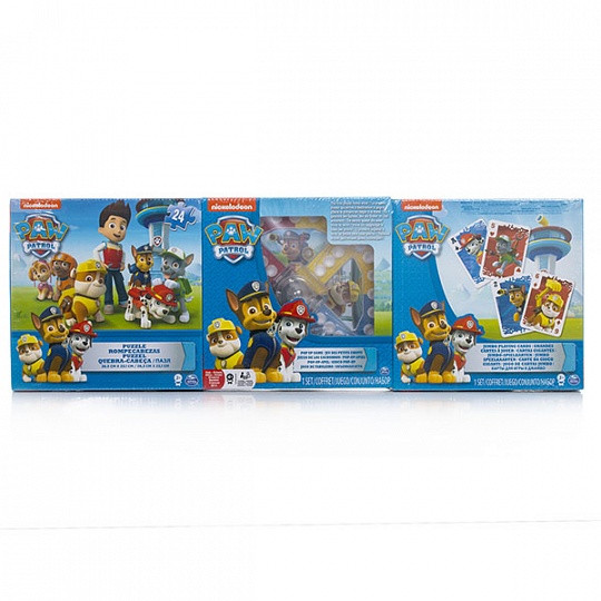 Spin Master 6033299 Настольная игра 3-в-1 с кубиком и фишками + пазл + игровые карты Щенячий Патруль