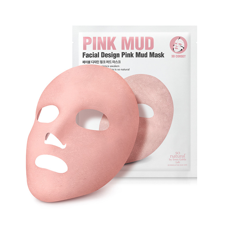 Маска корсет из розовой глины SO NATURAL FACIAL DESIGN PINK MUD, 1 шт