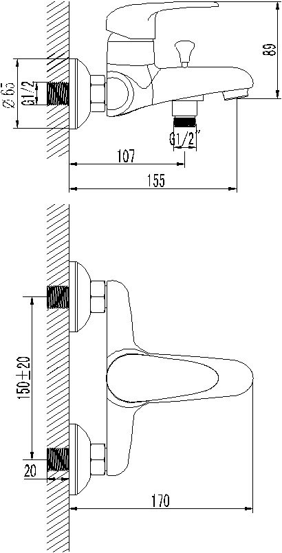 Смеситель для ванны "Прамэн" с коротким изливом с аксессуарами, хром (к/к 8) LM3302C - фото 2 - id-p45397342