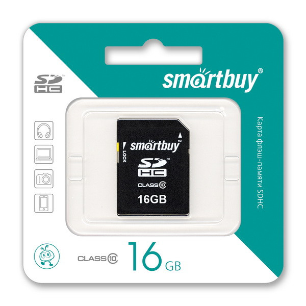 Карта памяти microSD 16 Gb, Smartbuy, Class 10