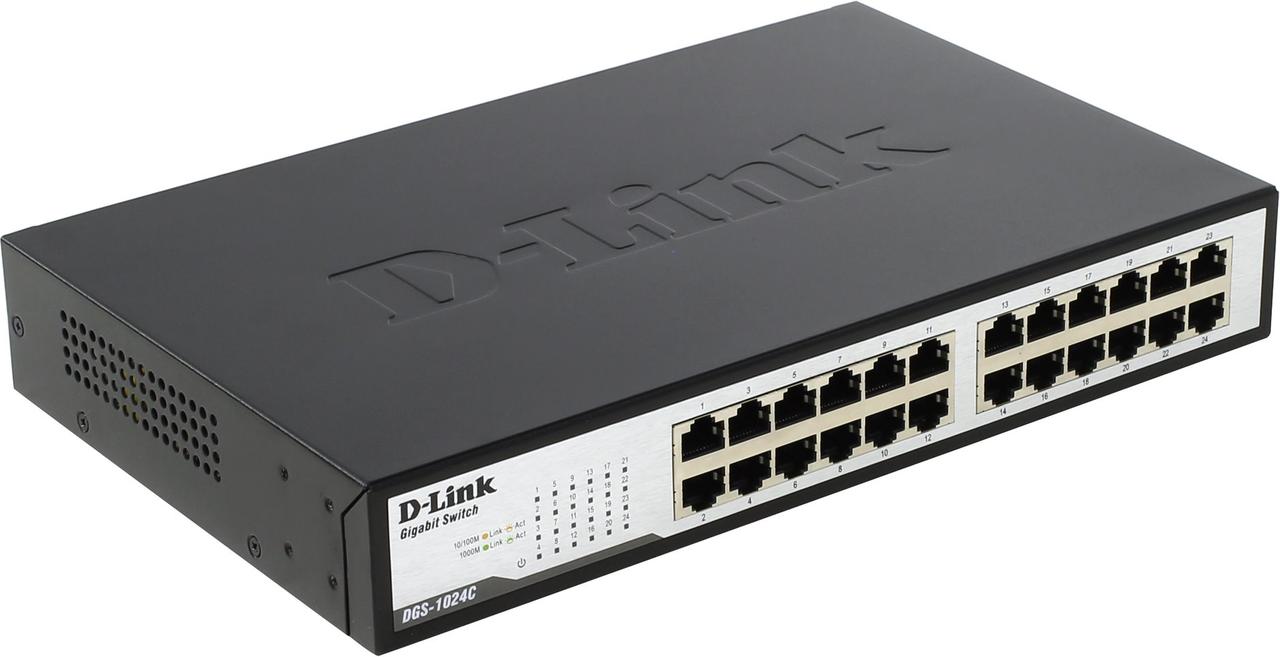Коммутатор D-Link неуправляемый гигабитный  24-х портовый UTP 10/100/1000Мбит/с