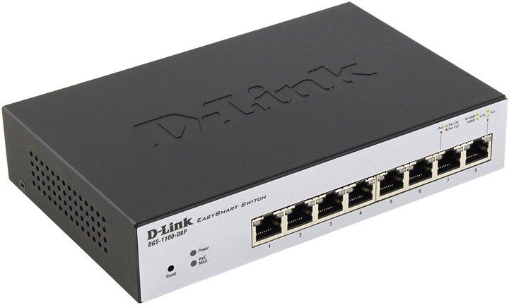 Настраиваемый компактный коммутатор D-Link EasySmart с 8 портами 10/100/1000 Base-T PoE