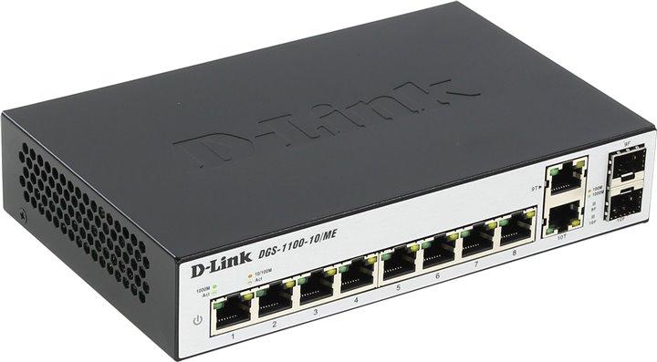 Коммутатор D-Link Настраиваемый  2 уровня с 8 портами 10/100/1000Base-T и 2 комбо-портами 100/1000Base-T/SFP
