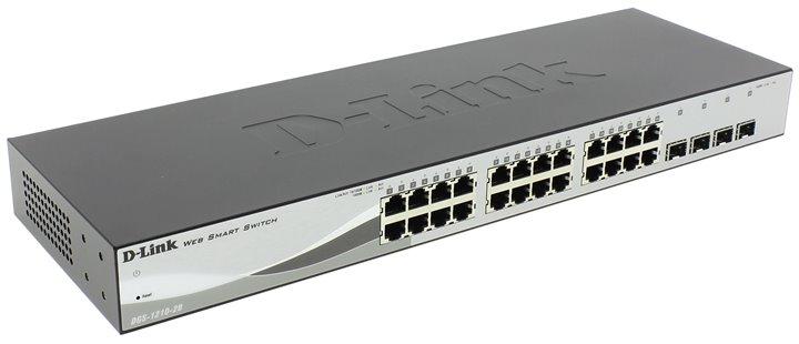 WebSmart коммутатор D-Link с 24 портами 10/100/1000Base-T + 4 портами Gigabit MiniGBIC (SFP)