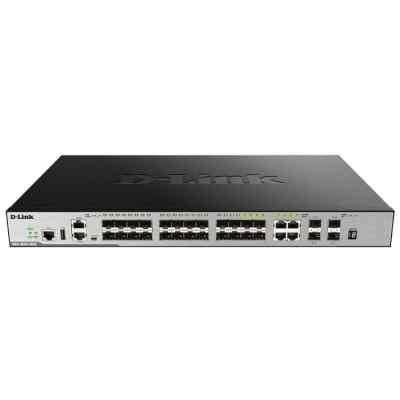 Управляемый стекируемый коммутатор D-Link 3 уровня с 20 портами 10/100/1000Base-T, 4 комбо-портами