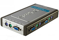 4-х портовый переключатель D-Link KVM с портами PS/2 и VGA, предназначенный для управления 4 компьютерами