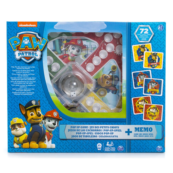 Spin Master 6036439 Настольная игра 2-в-1 с кубиком и фишками + карточки Memory Щенячий Патруль