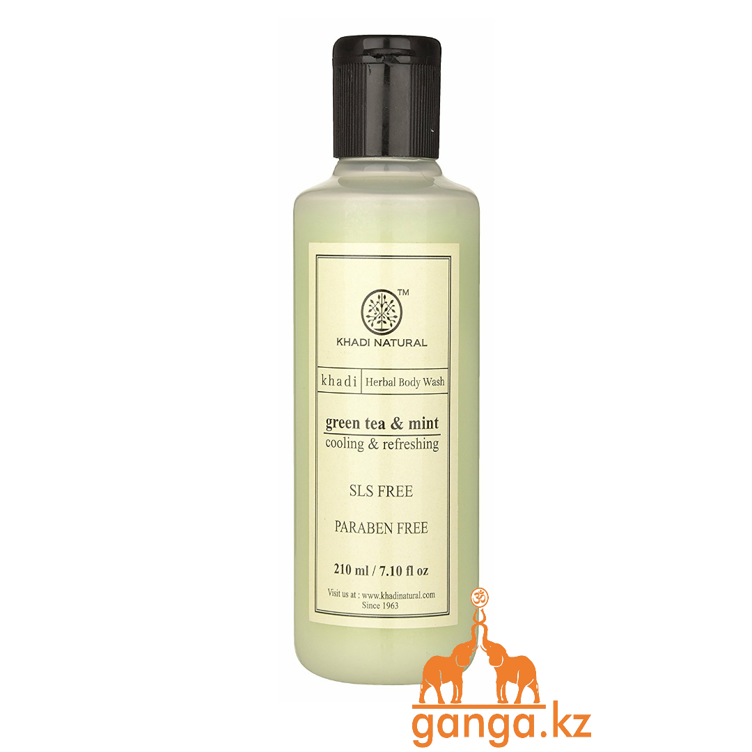 Гель для душа Зеленый чай и Мята без СЛС и Парабенов KHADI (Green tea & Mint Herbal Body Wash), 210 мл