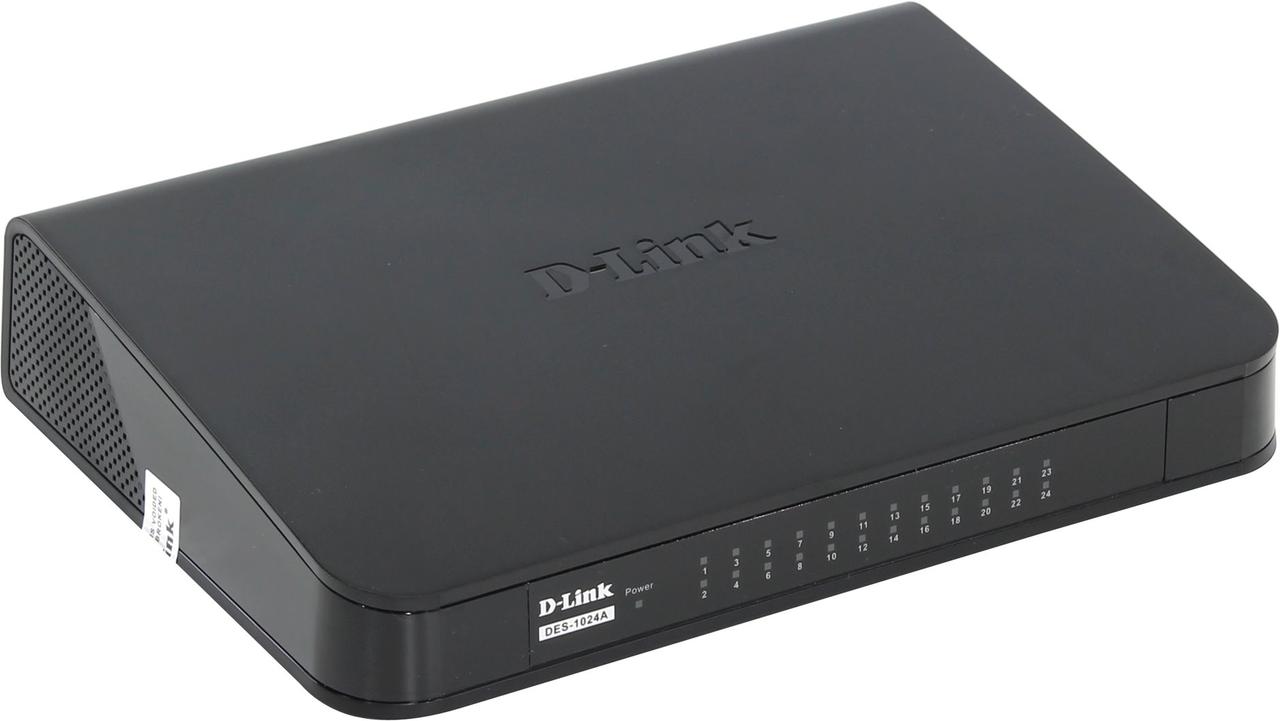 Коммутатор, D-Link, DES-1024A, 24 порта 10/100M RJ45, Корпус металл, 1U