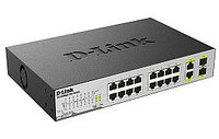 Коммутатор, D-Link, DES-1018MP, 16 портов 10/100M RJ45+2 порта SFP, Корпус металл, POE