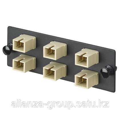 PANDUIT FAP6WBLSC Панель OPTICOM для 6 SC симплексных многомодовых (OM2) оптических адаптеров с муфтами из фосфористой бронзы (черный)