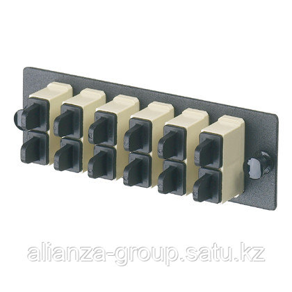 PANDUIT FAP6WBLDSC Панель OPTICOM для 6 SC дуплексных многомодовых (OM2) оптических адаптеров с муфтами из фосфористой бронзы (черный)