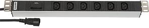 Hyperline SHT19-6IEC-F-2.5IEC Блок розеток для 19" шкафов, горизонтальный, с функцией защиты от