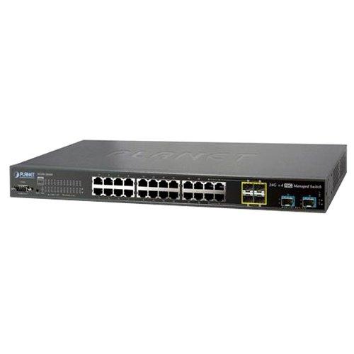 Коммутатор, Planet, XGSW-28040, 19-дюймовый стоечный, 24 порта 10/100/1000M RJ45+4 порта SFP+4 порта 10G SFP, 