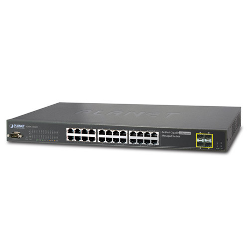 Коммутатор, Planet, IGSW-24040T, Промышленный, 24 порта 10/100/1000М RJ45+4 порта SFP, Управляемый, Корпус мет