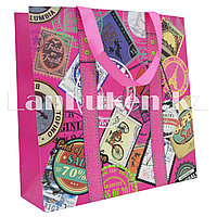 Подарочный пакет "Путешествия" 28*28 см (розовый)