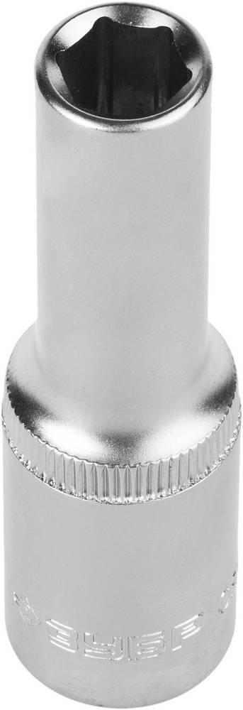 Головка торцовая ЗУБР "МАСТЕР" (1/2"), удлиненная, Cr-V, FLANK, хроматированное покрытие, 10мм