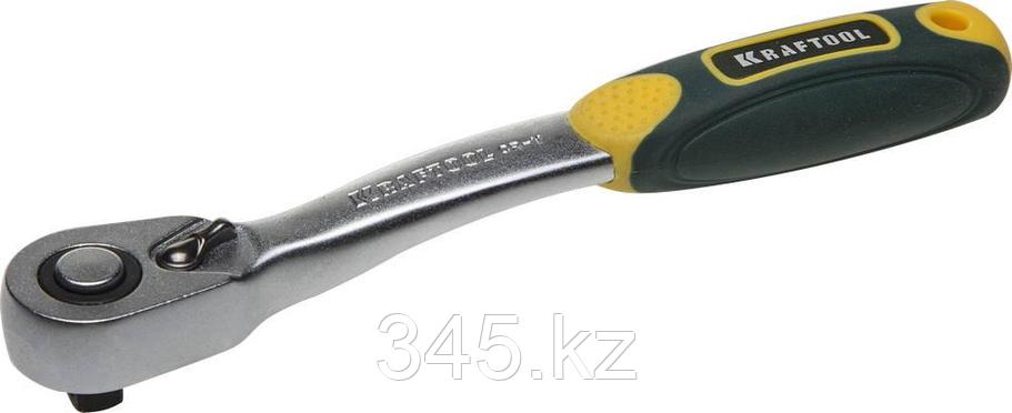 Трещотка для торцовых головок KRAFTOOL "PRO", Сr-V сталь, 72 зубца, изогнутая, 1/4" , фото 2