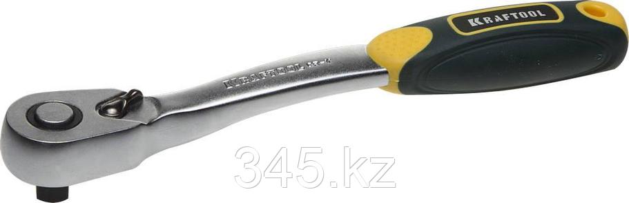 Трещотка для торцовых головок KRAFTOOL "PRO", Сr-V сталь, 72 зубца, изогнутая, 3/8" , фото 2