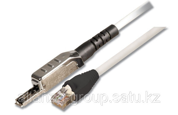 Siemon T1S4V-01M-B01L Патч-корд S/FTP, категория 6A, 1 пара TERA-RJ45, LSOH, 1 м, слоновая кость, черные колпачки
