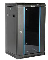 Hyperline TDC-9U-GR-RAL9004 Шкаф настенный 10'', 9U, 480х370х300, уст. размер 254 мм, со стеклянной дверью, открывающиеся стенки,