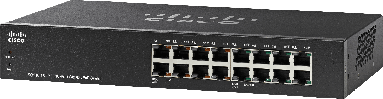 Коммутатор Cisco SG110-16HP-EU