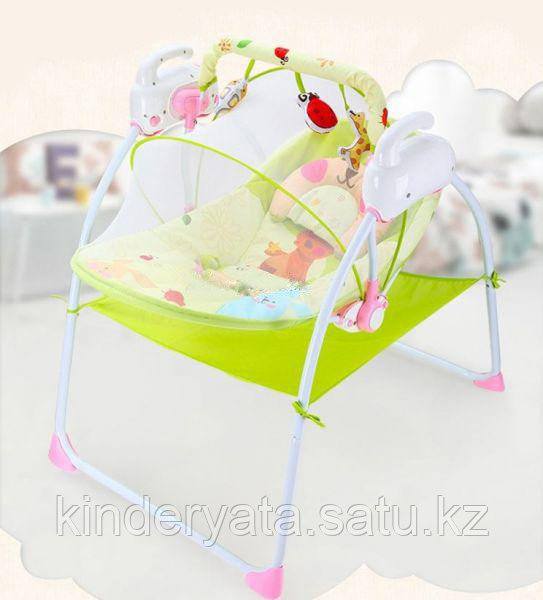 Музыкальные электрокачели Baby cradle (розово-зеленый)