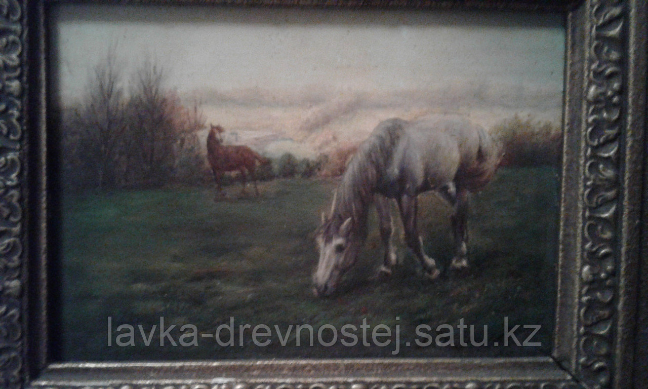 Антикварная картина "Лошадь на опушке леса" J. W. K. Diehl - фото 2 - id-p45722533