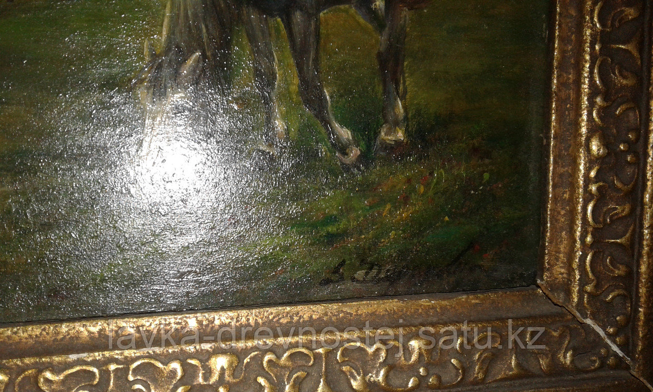 Антикварная картина "Лошадь на опушке леса" J. W. K. Diehl - фото 3 - id-p45722533