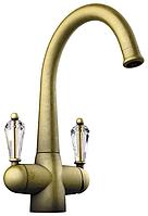 Кухонный смеситель Omoikiri Okinawa-АB (4994056) латунь/античная латунь/прозрачный кристалл
