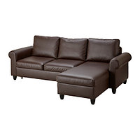 Диван-кровать с козеткой ФИКСХУЛЬТ темно-коричневый ИКЕА, IKEA, фото 1