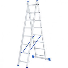 Лестница, 2 секции по 8 ступеней, из алюминия, двухсекционная, СИБРТЕХ, 97908