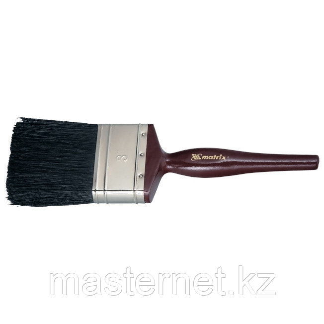 Кисть плоская "Декор" 2" (50 мм), натуральная черная щетина, деревянная ручка// MATRIX