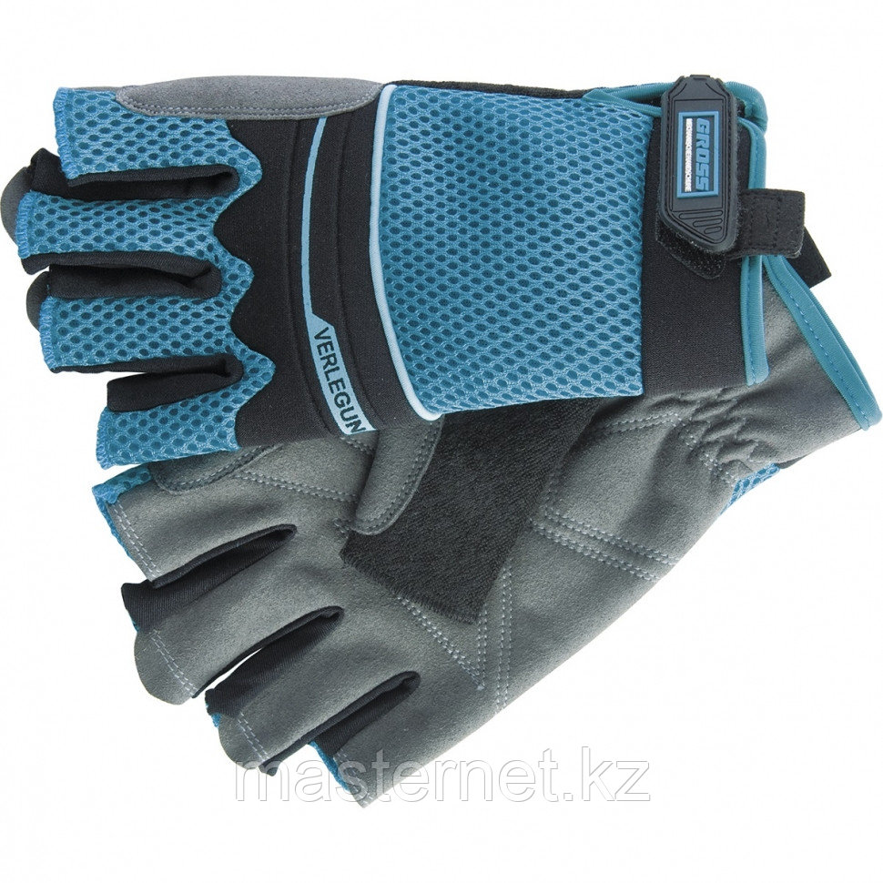 Перчатки с открытыми пальцами, комбинированные облегченные, для спорта и работы, AKTIV, размер М, GROSS, 90315