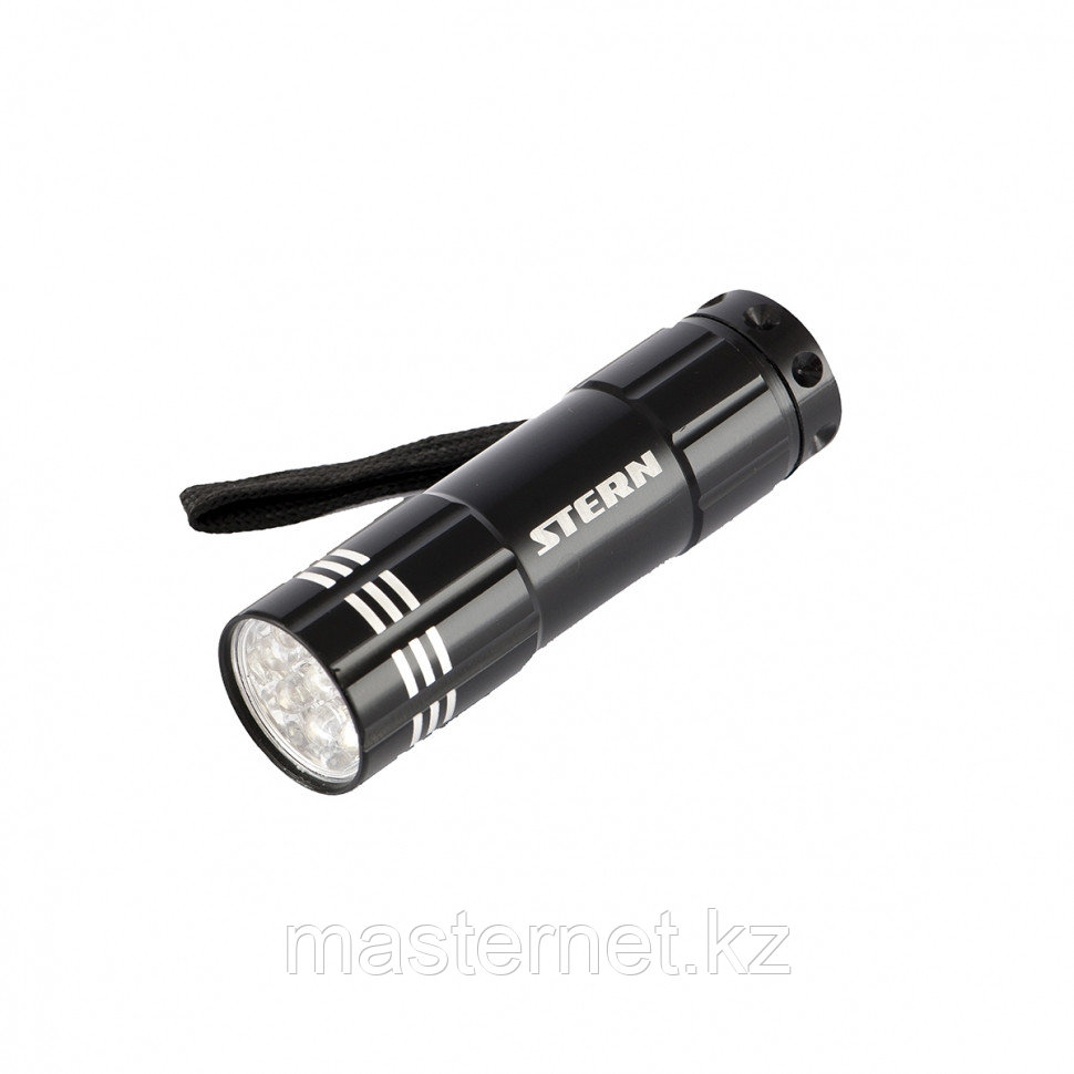 Фонарь 9 LED, бытовой алюминиевый с гравировкой, чёрный корпус, 3хААА, Stern, 90506 - фото 1 - id-p44066182