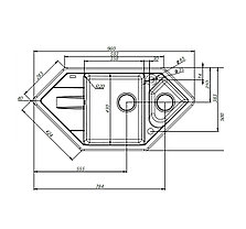 Мойка IDDIS VANE G V27G965i87 угловая 1 1/2 960*500 серая **, фото 3